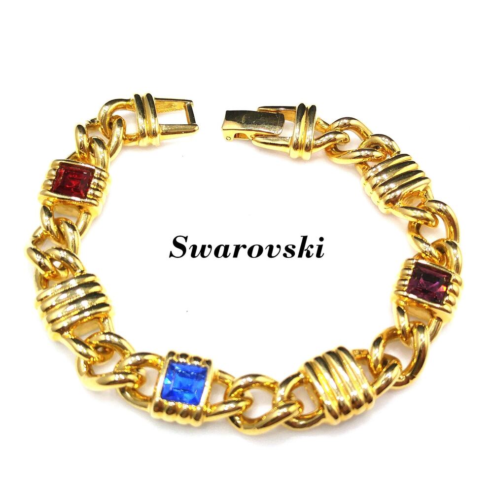 Vintage Swarovski Gold Plated Bracelet, Swan Logo